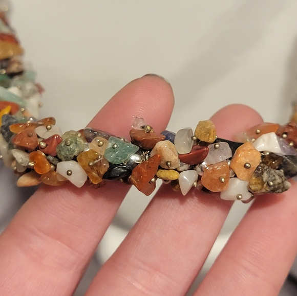 Multicolor Natural Gem Stone Chips Necklace & Bracelet Set - Picture 3 of 6